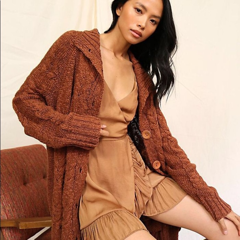 NWOT Free People Espresso Cardigan Sweater Z68-1 - Picture 1 of 4